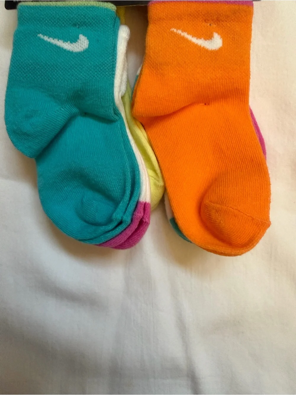 Nike Kids 6-Pair Ankle Socks - Pink, Lime & Teal Accents